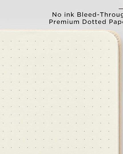 &And Per Se Dotted Journal Notebook, A5 Hardcover Leather Bullet Dotted Journal, 160 Pages 100 gsm Thick Dotted Paper，3 Stickers Included for Women Men, Work Office or School - 5.7'' x 8.3'' (Light