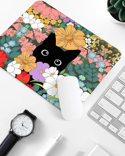 Black Cat Square Mouse Pad,Non-Slip Rubber Base Mouse Pad,Home Office Decoration Desktop Accessory,Laptop Mouse Pad for Office Laptops,9.4x7.8x0.12inch 4