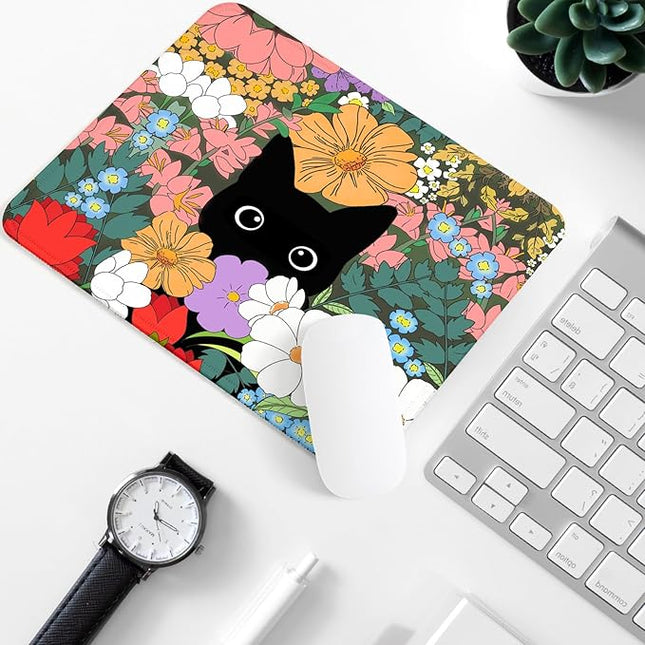 Black Cat Square Mouse Pad,Non-Slip Rubber Base Mouse Pad,Home Office Decoration Desktop Accessory,Laptop Mouse Pad for Office Laptops,9.4x7.8x0.12inch 4