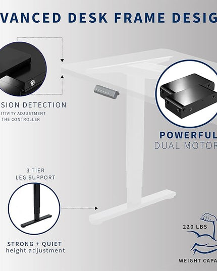 VIVO Electric 83 x 30 in Dual Motor Sit Stand Desk, Memory Height Adjustment, 2B Series, White Top White Frame, DESK-KIT-2W8W