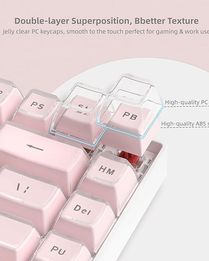 Womier Pink Jelly Keycaps, Mechanical Keyboard for keycaps Set, OEM Profile Key Cap, 113-Key Cute Custom Keycaps for 60%,75%,100% Mechanical Keyboards with Cherry/Gateron MX Switches