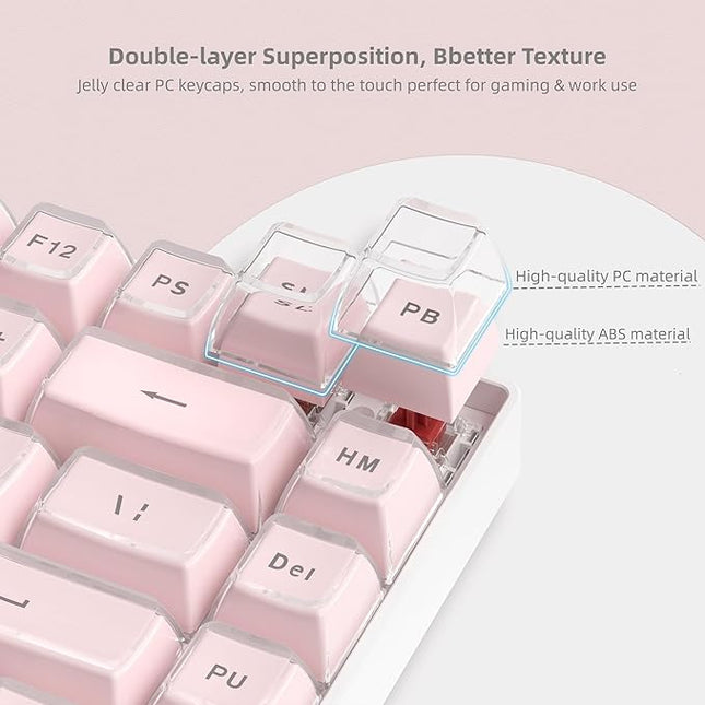 Womier Pink Jelly Keycaps, Mechanical Keyboard for keycaps Set, OEM Profile Key Cap, 113-Key Cute Custom Keycaps for 60%,75%,100% Mechanical Keyboards with Cherry/Gateron MX Switches