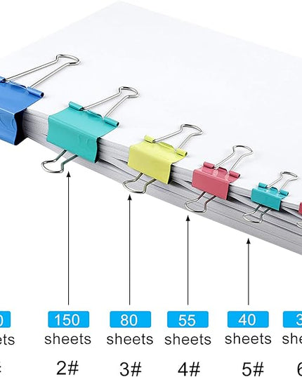 SANNIX 110 PCS Colored Binder Clips, X Large, Large, Medium, Small, Mini and Micro, Colorful Binder Clips Assorted Sizes Clips for Office Home School Supplies