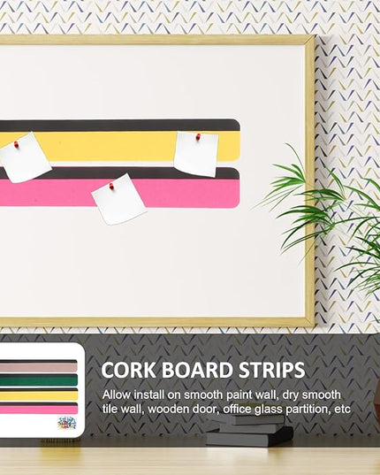 Magnetic Felt Bulletin Board Strips Set Colored Wall Memo Board Pieces Yellow Pink Green Gray for Office and Classroom Organization