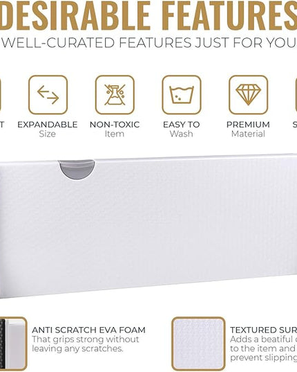 RAPTUROUS Adjustable Deep Drawer Divider – 5" Tall, Expandable 13-22", 10-Pack, Non-Slip Drawer Dividers for Clothes, Dresser, Kitchen & Office Organization (White)