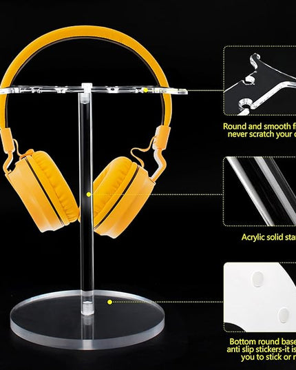 Clear Acrylic Headphone Stand for AirPods Max/Gaming Headsets (HyperX/Xbox) - Universal Holder for Bose, Beats & Wireless Headphones - Space-Saving Organizer (Pure Transparency)