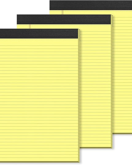 Yellow Legal Pads 8.5×11 Paper Tablets, College Ruled Yellow Writing Pads 3 Pack Note Pads 8.5"x11" 30 Sheets/60 Pages, Sturdy Backing – Lined Notepad Ideal for Students, Office, and Business Use