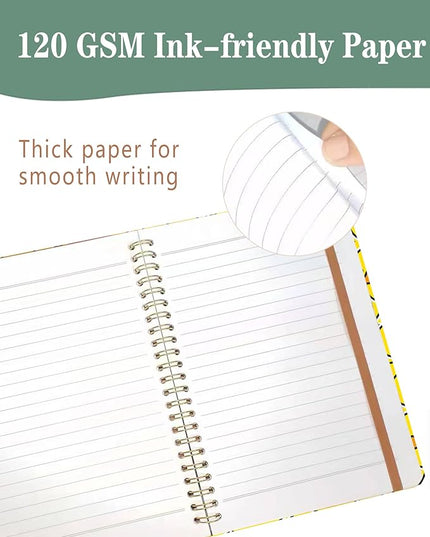Spiral Journal Notebook, A5 Cute Notebooks for Women Men, College Ruled Hardcover Notebook for Work & Note Taking, 60 Pages Double-Wire Journals for Writing, Cute Yellow Ducks