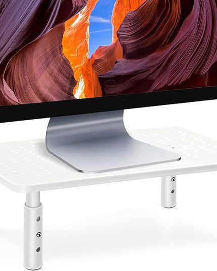La Jaco Monitor Stand Riser, 3 Height Adjustable Monitor Stand with Pen Holder, Dual Monitor Riser Laptop Riser for Office, Home, School Supplies, 1 Pack, White