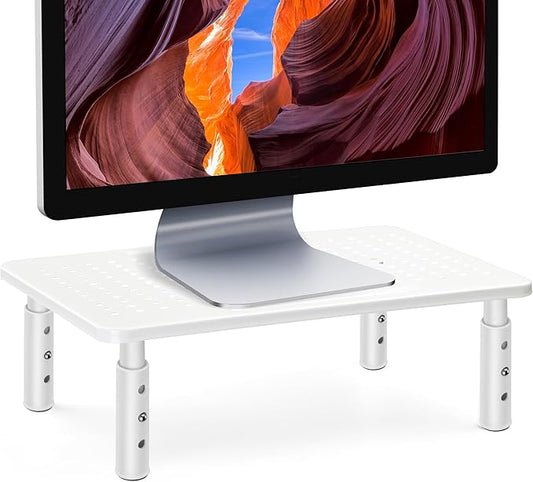 La Jaco Monitor Stand Riser, 3 Height Adjustable Monitor Stand with Pen Holder, Dual Monitor Riser Laptop Riser for Office, Home, School Supplies, 1 Pack, White