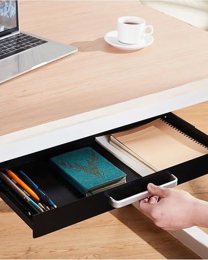 OSteed Under Desk Drawer Organizer 21" Black Upgraded with Adjustable Brackets, Sliding Pull-Out Under Table Pencil Drawer, Office Standing Desk Attachment for Workbench