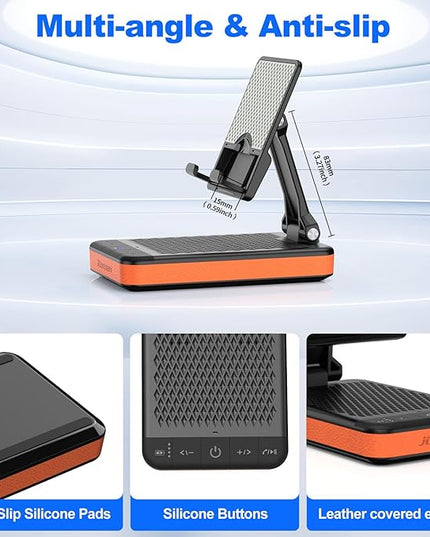 JTEMAN Bluetooth Speaker Phone Stand with Charging Function,Portable Foldable Slim Stand,Birthday Gifts for Men and Women Tech Gadgets