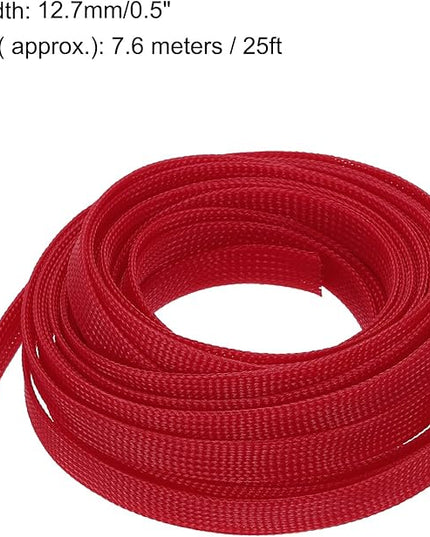 uxcell PET Expandable Sleeving 25ft 1/2" Red Cable Management Sleeve Cord Organizer for Wrap Protect Cable
