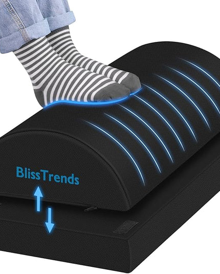 BlissTrends Foot Rest for Under Desk at Work-Versatile Foot Stool with Washable Cover-Comfortable Footrest with 2 Adjustable Heights for Car,Home and Office to Relieve Back,Lumbar,Knee Pain-Black Long