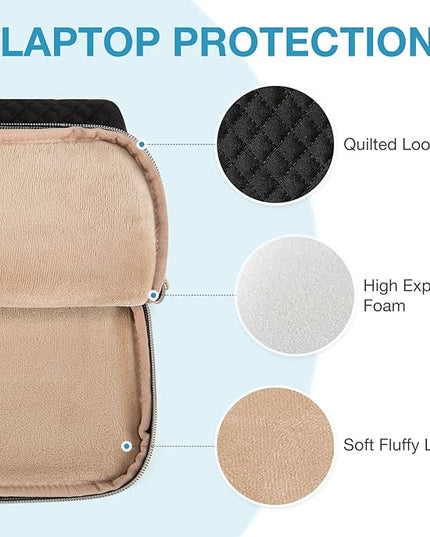 BAGSMART 15.6 Inch Laptop Sleeve Case Compatible with MacBook Pro 16 Inch,15.6 Inch HP,Dell,Acer Aspire,Asus Notebook, Protective Laptop Bag for Women with Shoulder Strap,Pocket,Handle, Black