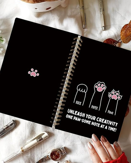 Funny Cat Paws Notebook, Cats Lover Gifts Notebooks for Note Taking, Cats Mom Lady Gifts for Women Journal, Cute Kitten Journals for Writing, Cat Office Supplies, 5.5x8.3 Inch
