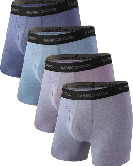 BAMBOO COOL Men's Ultra Breathable Underwear,No Riding Up Boxer Briefs with ComfortFlexible Waistband,Multipack