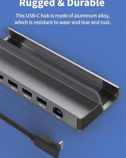 Diyeeni USB C Docking Station for Steam Deck & ROG Ally, 6-in-1 Dock with HDMI 2.0 4K@60Hz, Gigabit Ethernet, 3*USBA 3.0, 100W PD Fast Charging, Plug and Play