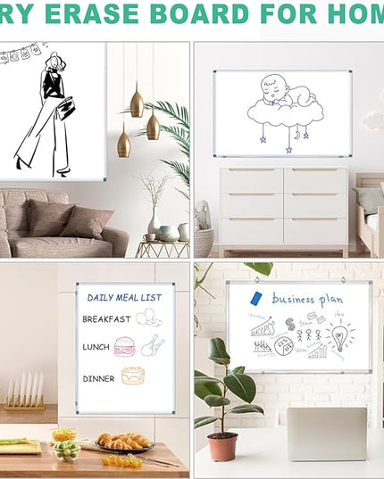 H-Qprobd 4' x 3' Whiteboard Dry Erase White Board for Wall 48x36 (2pcs) Magnetic Boards for Office Classroom & Home, Small Wall Whiteboard Including 6 Markers, 20 Magnets, 2 Erasers