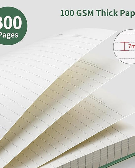 EMSHOI A5 Spiral Notebook College Ruled Lined Journal, Small 5.7" X 8.22", 300 Pages/150 Sheets, 100gsm Thick Paper, Waterproof Hardcover, for Office School Women Men Work Writing Notes, Green