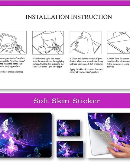 Laptop Skin Sticker Decal,12" 13" 13.3" 14" 15" 15.4" 15.6 inch Laptop Vinyl Skin Sticker Cover Art Protector Notebook (2 Wrist Pad Skins Included), Decorative Waterproof Removable, Art Butterfly