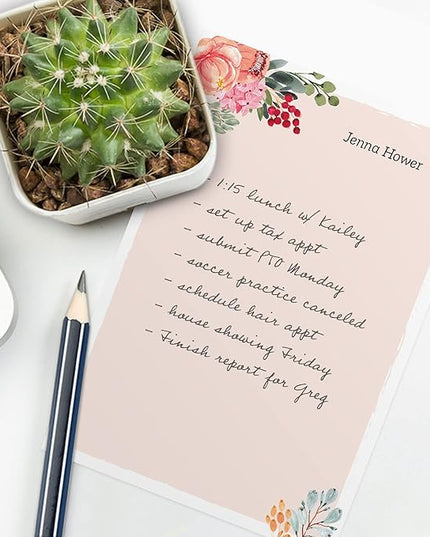 Bright Floral Personalized Sticky Note Pads / 4" x 6" Custom Sticky Notes/Set of 3 Modern Pads / 50 Sheets Per Pad