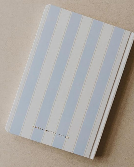 Sweet Water Decor Be Mindful Daily Journal, Cute Prompted Notebook for Women, 200 Ruled Pages for Morning & Evening Reflection, Stripe Matte Laminate Hardcover Diary with Gold Foil Details