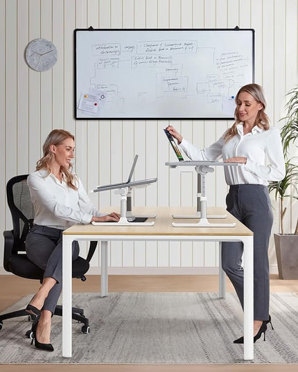 SAIJI Laptop Bed Tray Desk with LED Desk Light, Adjustable Laptop Stand for Bed, XX-Large PVC Leather Foldable Table with Book Stand, Wrist Rest, Extra Leg Room (Grey)