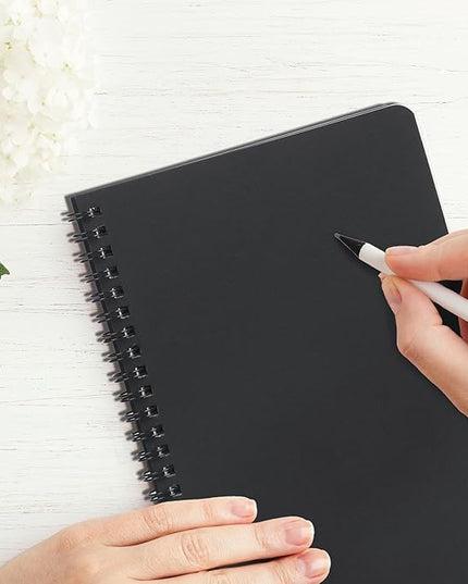 miikoul 60 Packs A5 Spiral Notebooks, Black Ruled Notebooks Bulk, 8.3"×5.5", 60 Sheets/120 Pages, Hardcover Lined Journal Notepad Travel Notebooks for Office and Back to School Supplies
