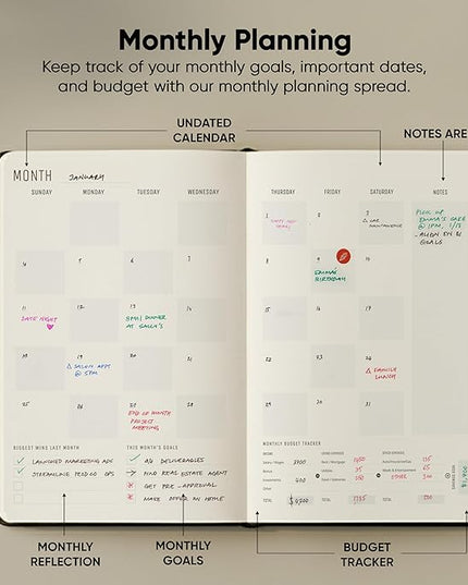 PRODUCTIVITY STORE Pro - Undated, 2026 Planner, 5.8” x 8.3” - The #1 Productivity Planner to Achieve Your 2026 Goals - Planner 2026-2027 - Black - A5