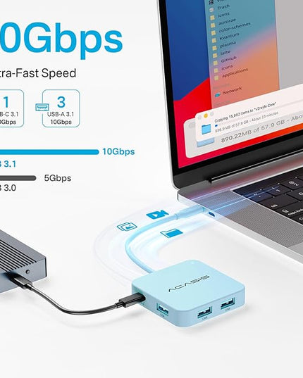 USB C Hub, Multiport Adapter with 4K@60 HDMI, 100W Power Delivery, 3 USB A+1 USB-C 3.1 Data Port, USB to HDMI Adapter for MacBook, Dell, Lenovo, Surface, iPad PRO, XPS (Blue)