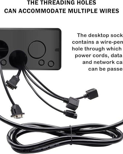Pop Up Outlet; Pop up Power Strip; Embedded countertop Connection Outlet Box; 2 Power Outlets,HDMI USB VGA 3.5mm Audio Network Port Conference Table Multimedia Outlet Box - Black