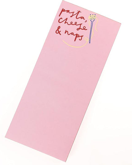 Graphique Pasta & Naps Magnetic Notepad, 100 Tear-Away Sheets for Grocery, Shopping & To-Do Lists, Writing Pad for Fridge, Kitchen, Office