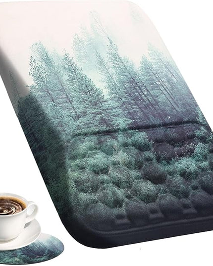Ospelelf Mousepad with Wrist Rest Ergonomic Computer Comfortable Pain Relief Mouse Pad Wrist Support Green Forest Pattern