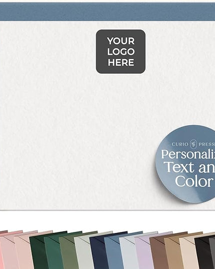 Curio Press Personalized Stationery for Women & Men - A2 Business Flat Thank You Cards with Custom Notecards, Personalized Note Cards with Envelopes and Name, Custom Stationery - Your Logo Flat