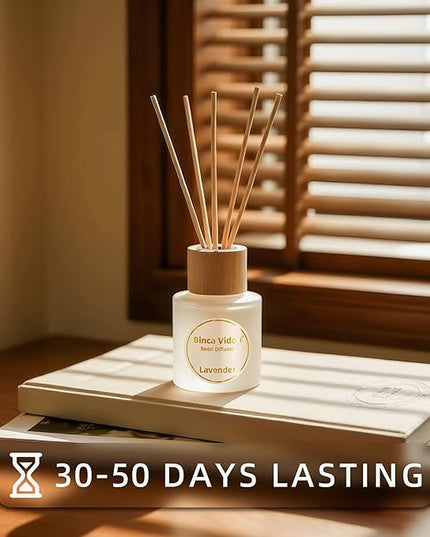 Reed Diffuser Set of 3, Binca Vidou Lavender, Jasmine & White Tea, Sage & Sea Salt Natural Scent Oil Diffusers with Sticks for Home Office Bathroom Aromatherapy Decor 1.69oz x 3