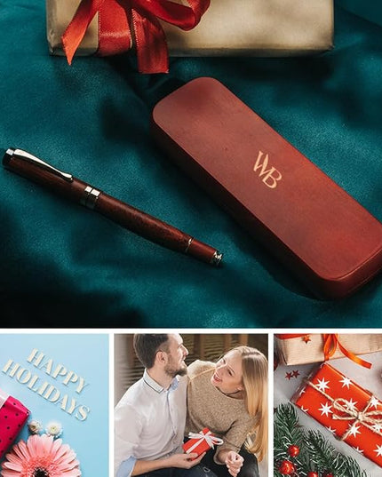 Wordsworth & Black Fountain Pen Set, Luxury Bamboo Wood - Extra Fine Nib, Gift Case; Includes 6 Ink Cartridges, Ink Refill Converter -Journaling, Calligraphy; Drawing, Smooth Writing [Rosewood]