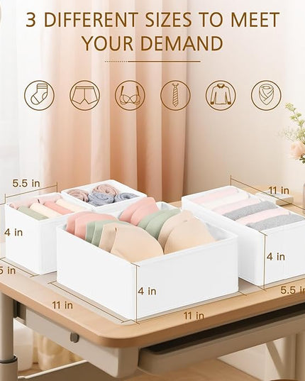 Criusia 15 Pack Drawer Organizer for Clothes, Foldable Dresser Dividers with 3 Sizes, Fabric Storage Bins – White