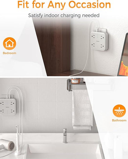 Multi Plug Outlet Extender, TESSAN 4 Outlet Splitter 3 USB Wall Charging Ports (2 USB C), Wide Spaced Multiple Expander Surge Protector for Office, Home, College Dorm Room