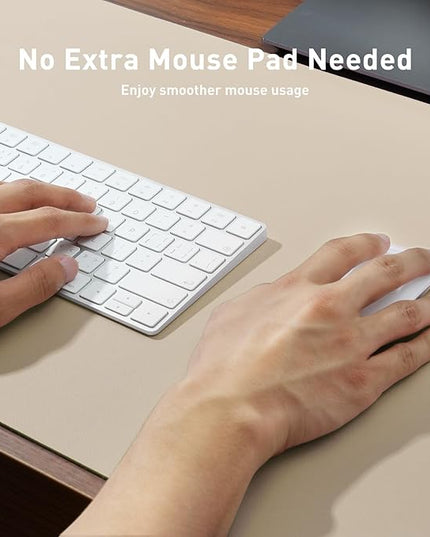 Aothia Leather Desk Pad Protector, Office Mat, Large Mouse Pad, Non-Slip PU Leather Blotter, Laptop Desk Pad, Waterproof Writing Pad for Office and Home (Beige, 31.5" x 15.7")