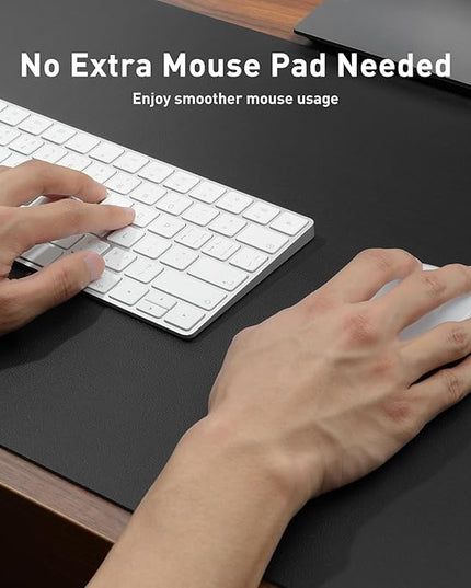 Aothia Leather Desk Pad Protector, Mouse Pad, Office Desk Mat, Non-Slip PU Leather Desk Blotter, Laptop Desk Pad, Waterproof Desk Writing Pad for Office and Home (Black,36" x 17")