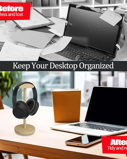 Universal Headphone for Desk Hanger Holder Organizer Keeper Racks Storage Mount Gaming Headset Stand Premium Functional Craftmanship Headset Stand (Wooden)