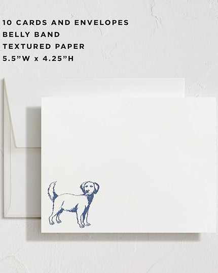 Minted Best Friend Stationery Set, Set of 10, Flat Note Cards & Envelopes for Invitiations and Handwritten Thank You Messages, Blue Dog Illustration, Gifts for Men & Women, Pet Lovers, Luxurious Paper