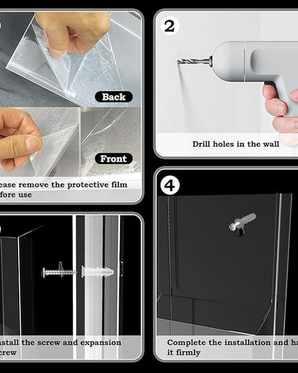 Acrylic Brochure Pamphlet Holder, 12 Pamphlet Holders, Clear Brochure Display Stand Wall Mount, Trifold Flyer Rack, Literature Storage Rack for Home, Offices, Waiting Room