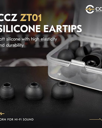 12 Pairs CCZ ZT01 Silicone Eartips,ZS10 PRO Soft Silicone IEM Eartips Earbuds,Ddurability Replacement Earbud Tips for KZ ZST ZS10 PRO X EDX PRO ZSN PRO X ZSN PRO ZS10 PRO2 WAN'ER/Castor/EDX PRO