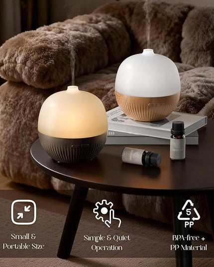 ARVIDSSON Essential Oil Diffuser, 100ml Aromatherapy Diffuser with Mood Light, Ultrasonic Oil Diffusers for Home, Small Diffuser for Essential Oils, Gift for Women - Dark Wood