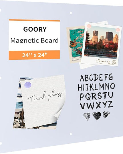GOORY Magnetic Wall Board - 24" x 24" - Memo & Vision Bulletin Board for Home, Office and Classroom - Pre-drilled Mounting Screws Large Frameless Magnet White Wall Board