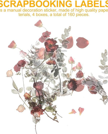 Healvian 4pcs Floral Scrapbook Stickers Set for DIY Journaling and Album Decoration, Creative Flower Stationery Patches for Crafting and Scrapbooking Enthusiasts