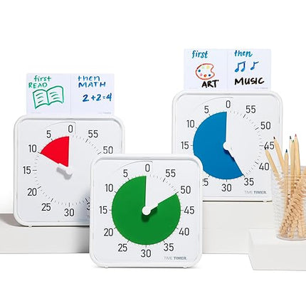 Time Timer Original 8" Visual Countdown Timer – Medium 60-Minute Silent Classroom Visual Timer for SEL, Emotional Regulation, Focus, Calm Transitions, ADHD, Autism – (Green & White)