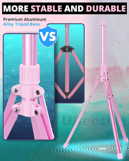 UBeesize Upgraded 12'' Ring Light with 62'' Tripod Stand and Magnetic Phone Holder,LED Selfie RingLight for iPhone with Remote,Circle Light for Tiktok/YouTube/Photography/Makeup/Live Stream Pink